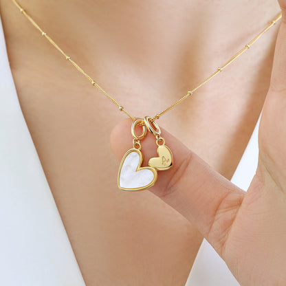 Mint & Lily Mother Of Pearl Heart Initial Necklace