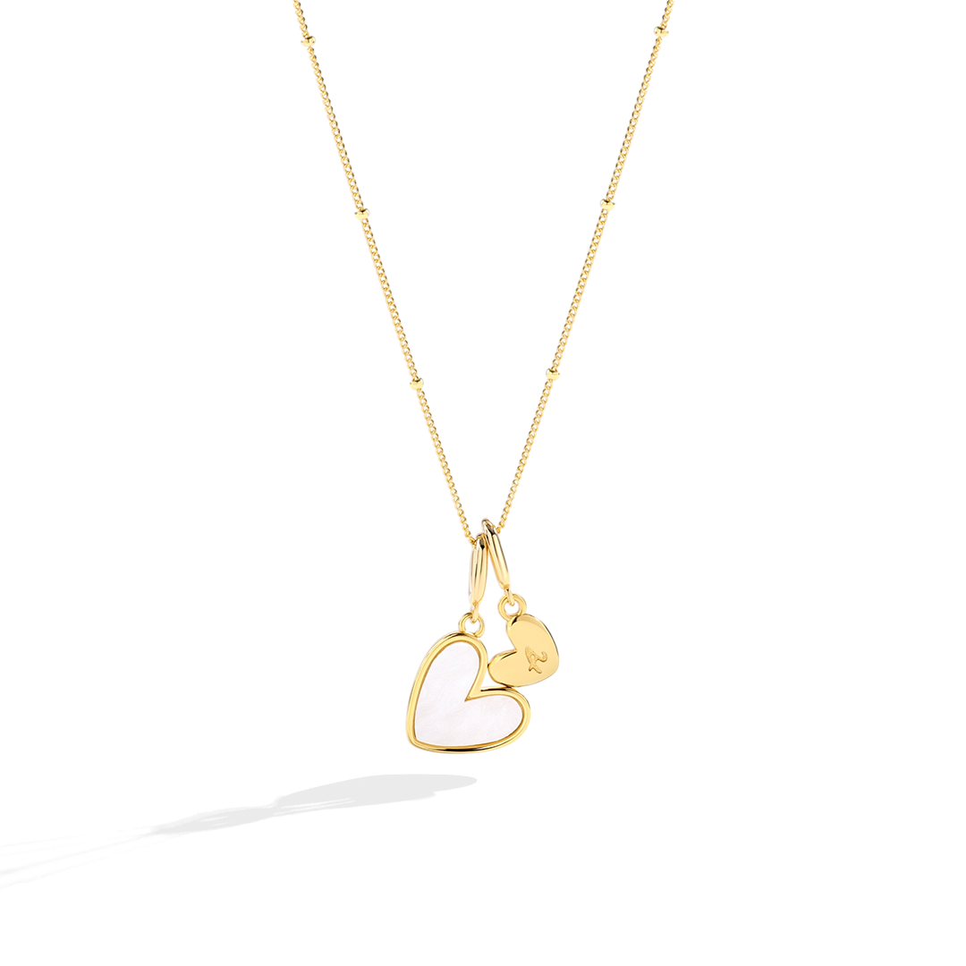 Mint & Lily Mother Of Pearl Heart Initial Necklace