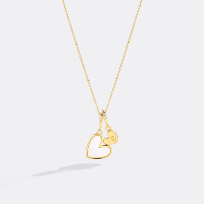 Mint & Lily Mother Of Pearl Heart Initial Necklace
