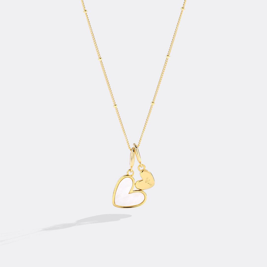 Mint & Lily Mother Of Pearl Heart Initial Necklace