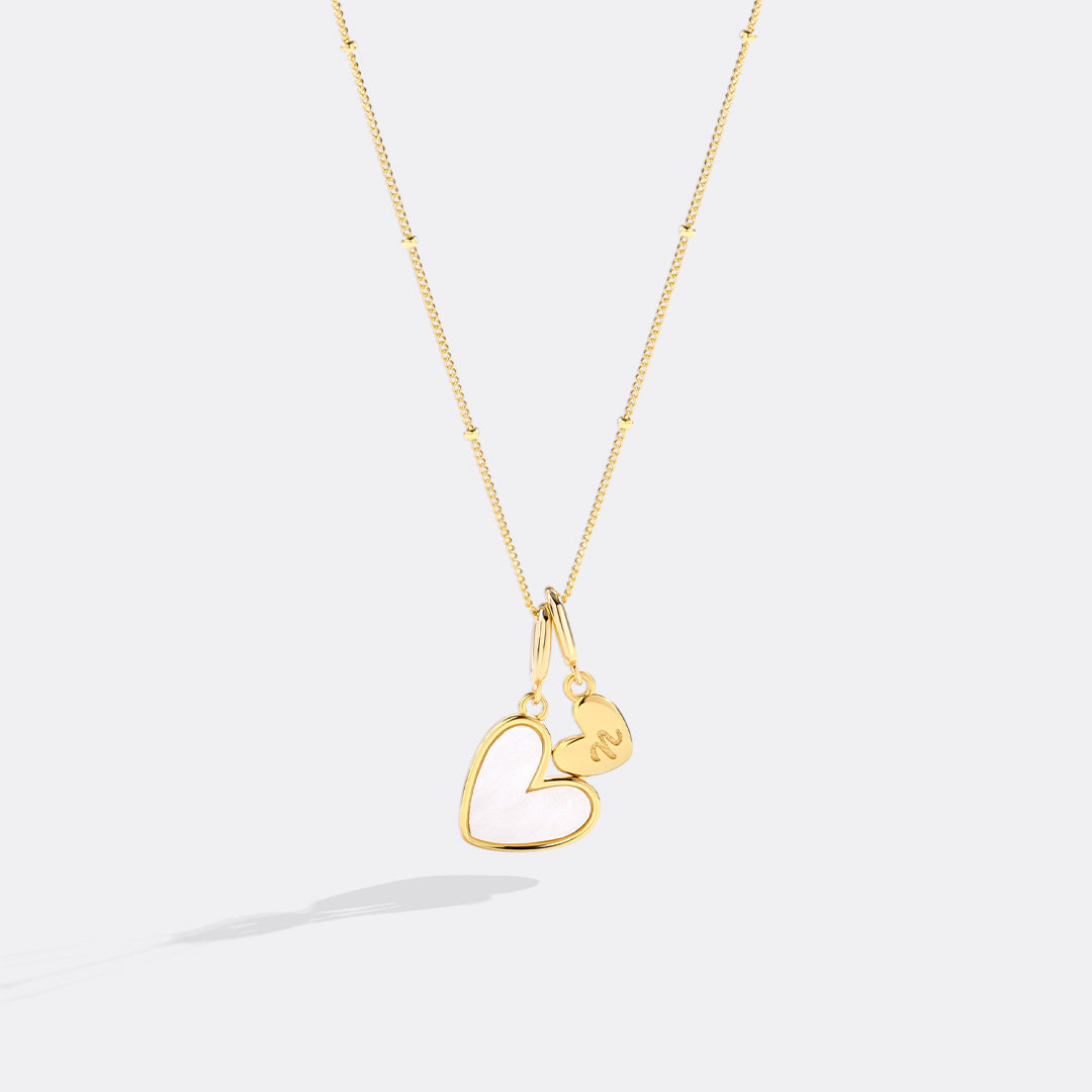 Mint & Lily Mother Of Pearl Heart Initial Necklace