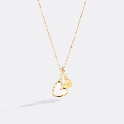 Mint & Lily Mother Of Pearl Heart Initial Necklace