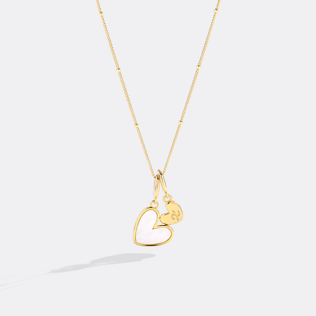 Mint & Lily Mother Of Pearl Heart Initial Necklace