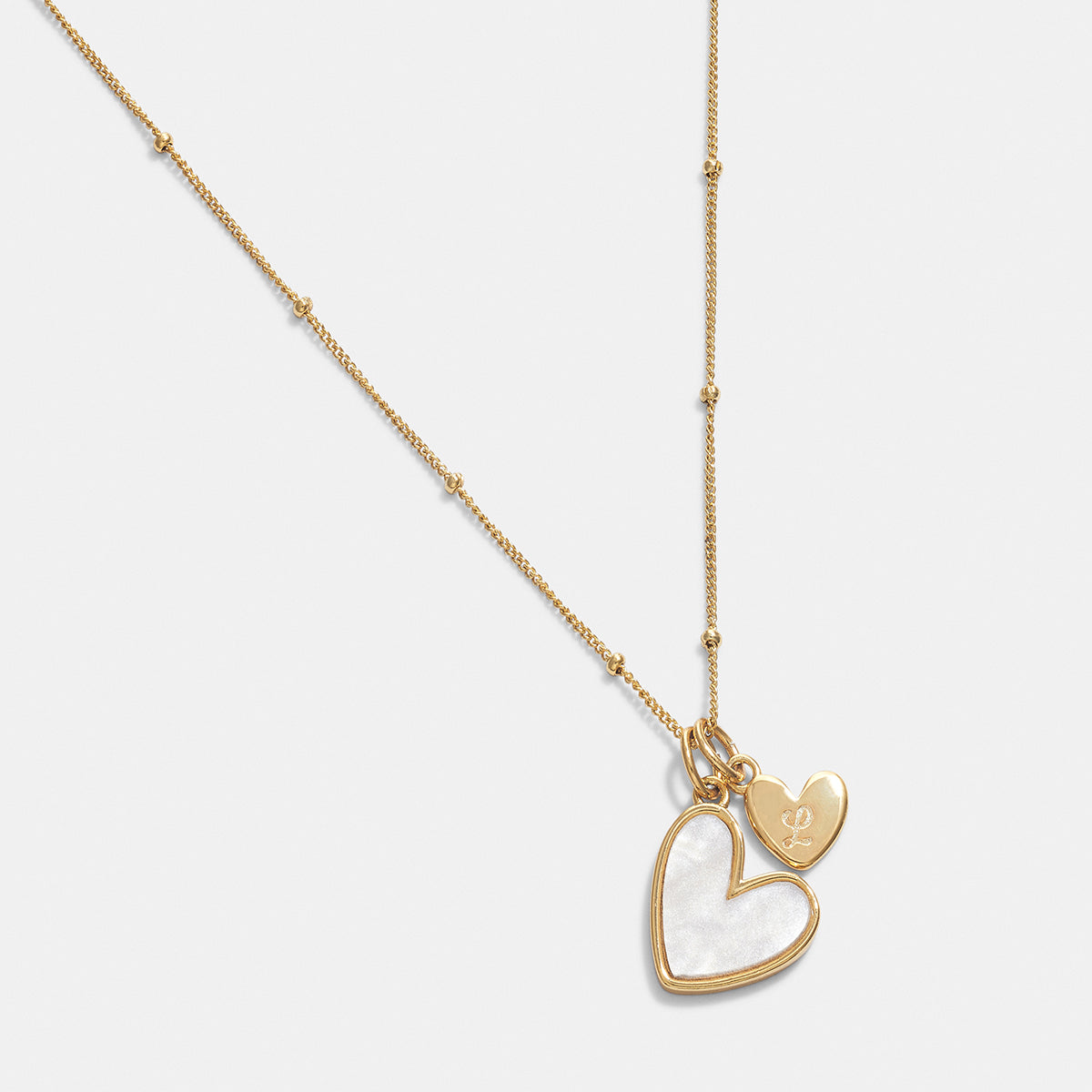Mint & Lily Mother Of Pearl Heart Initial Necklace