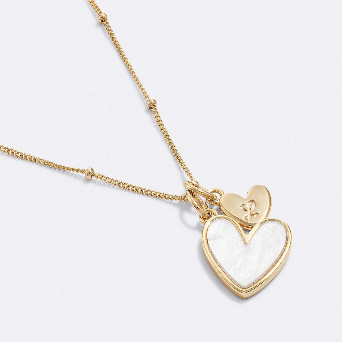 Mint & Lily Mother Of Pearl Heart Initial Necklace