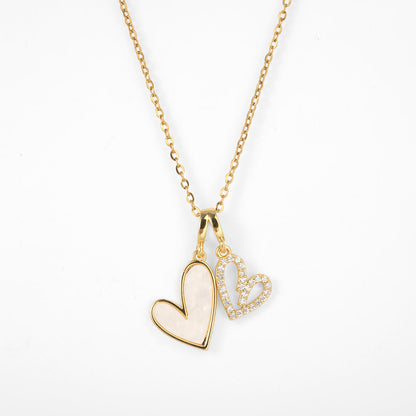 Mint & Lily Mother of Pearl & Pave Hearts Necklace