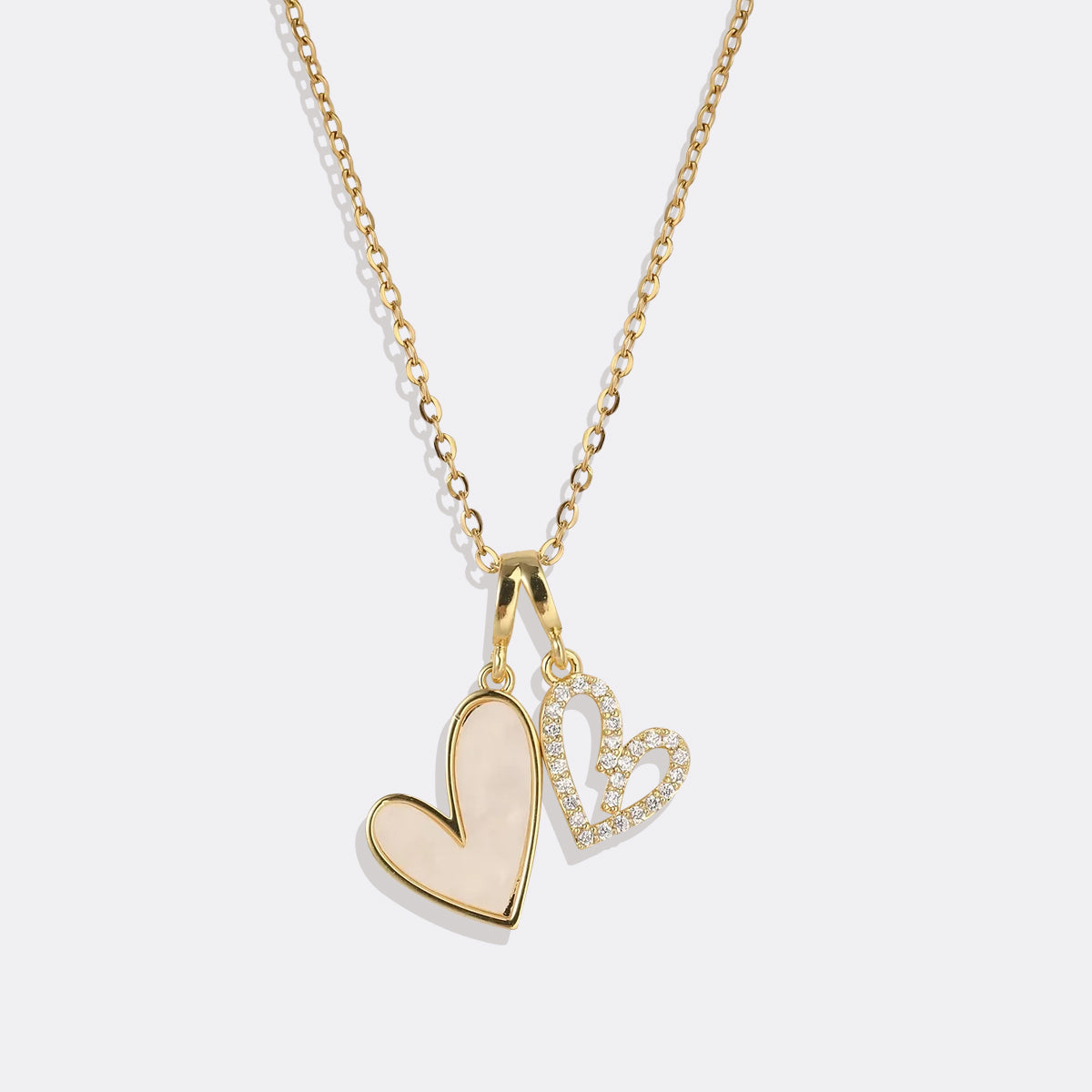 Mint & Lily Mother of Pearl & Pave Hearts Necklace