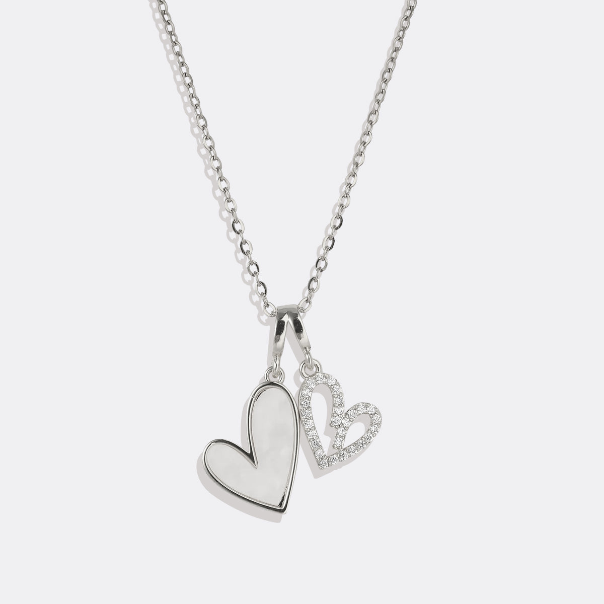 Mint & Lily Mother of Pearl & Pave Hearts Necklace