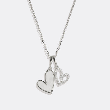 Mint & Lily Mother of Pearl & Pave Hearts Necklace
