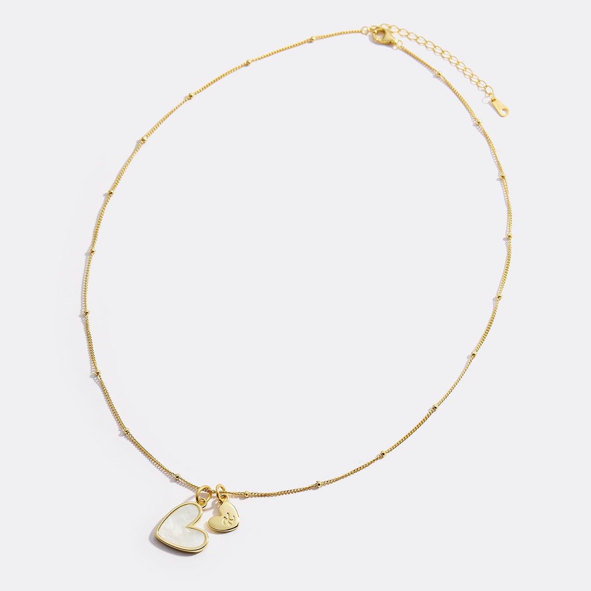 Mint & Lily Mother Of Pearl Heart Initial Necklace