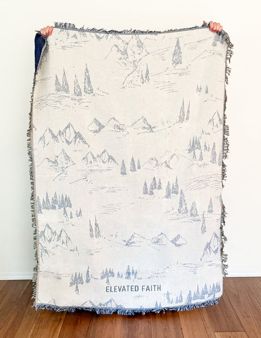 Elevated Faith Mountainscape Throw Blanket