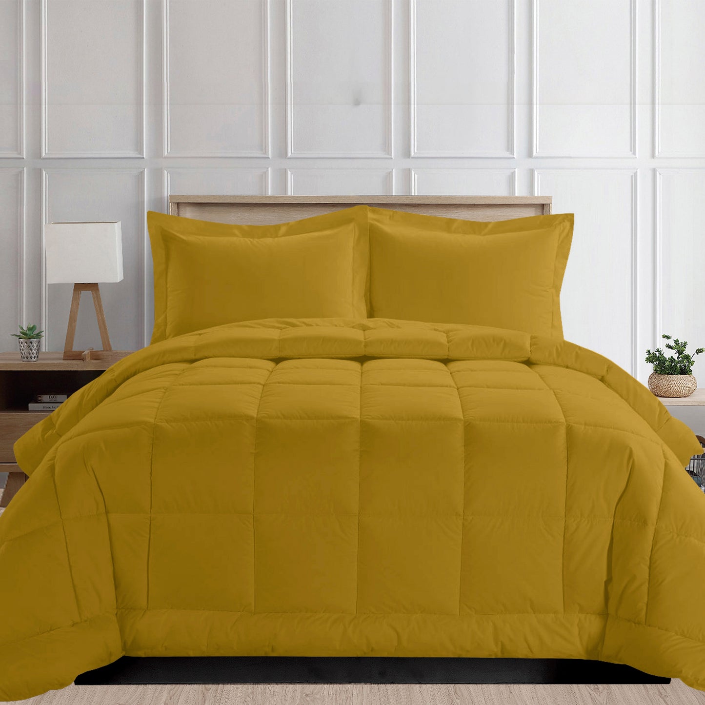 Elegant Comfort 3-Piece Box Stitched Comforter & Shams - Duvet Insert with 4 Corner Tabs