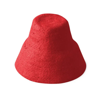The Naomi Jute Clochet Straw Hat In Red