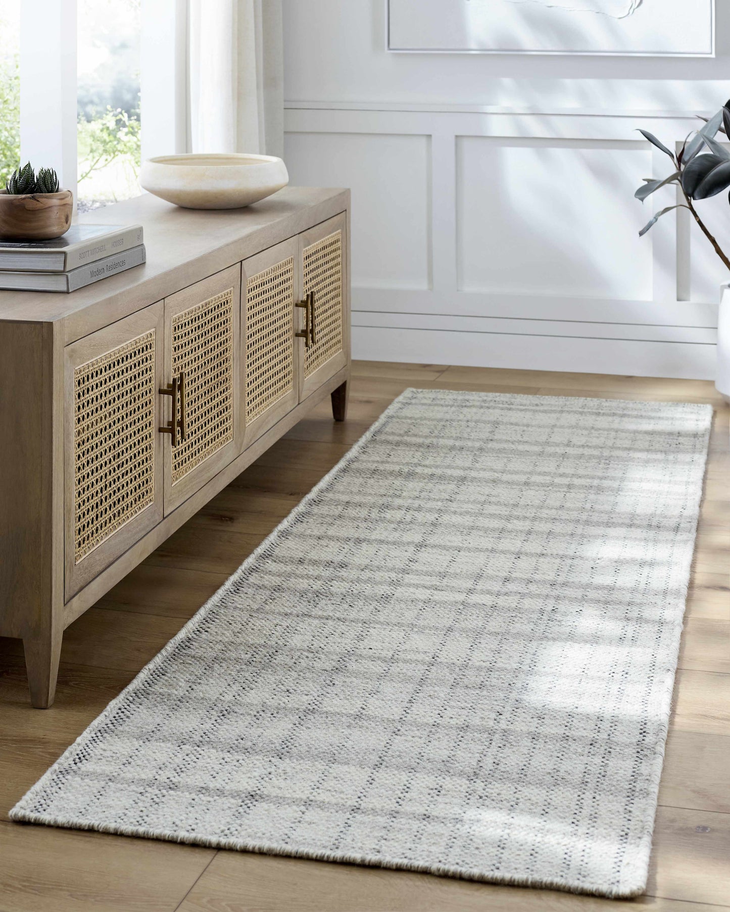 Nissa Blue Gray Checkered Area Rug