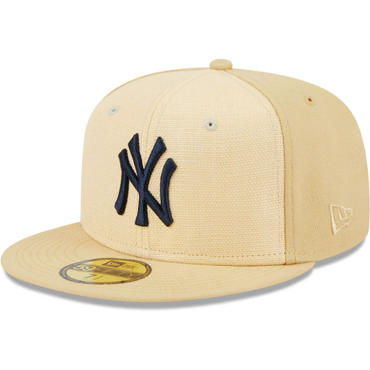 New Era Men's MLB Ny Yankees 5950 Raffia Front Fitted Beige