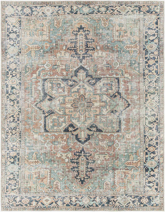 Green Nisa Tumble Dry Washable Rug