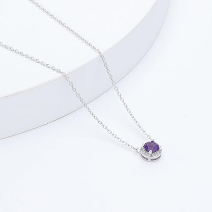Dark Amethyst Halo Pendant Necklace