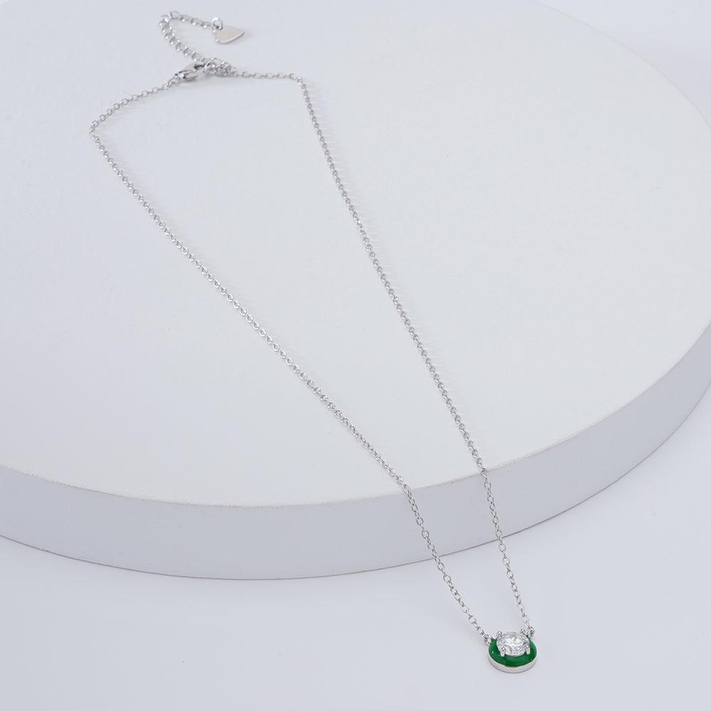Moissanite & Enamel Solitaire Pendant Necklace