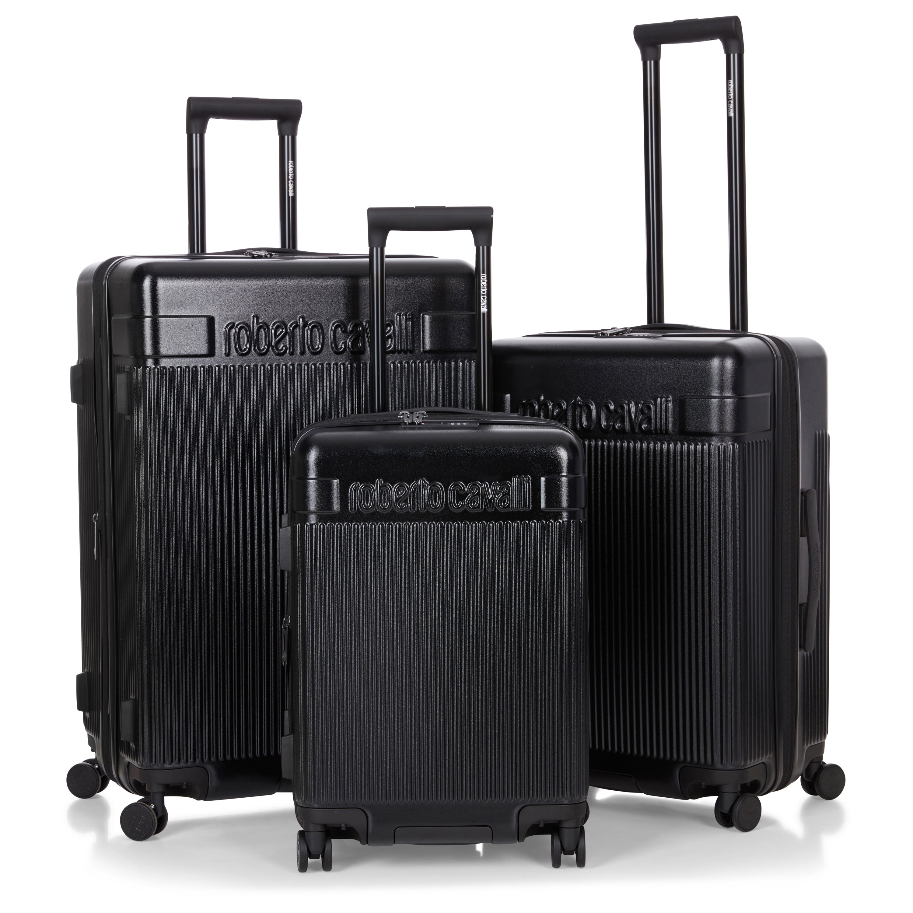 Roberto Cavalli 3 Piece Luggage Set with Expandable Hard Shell & 8