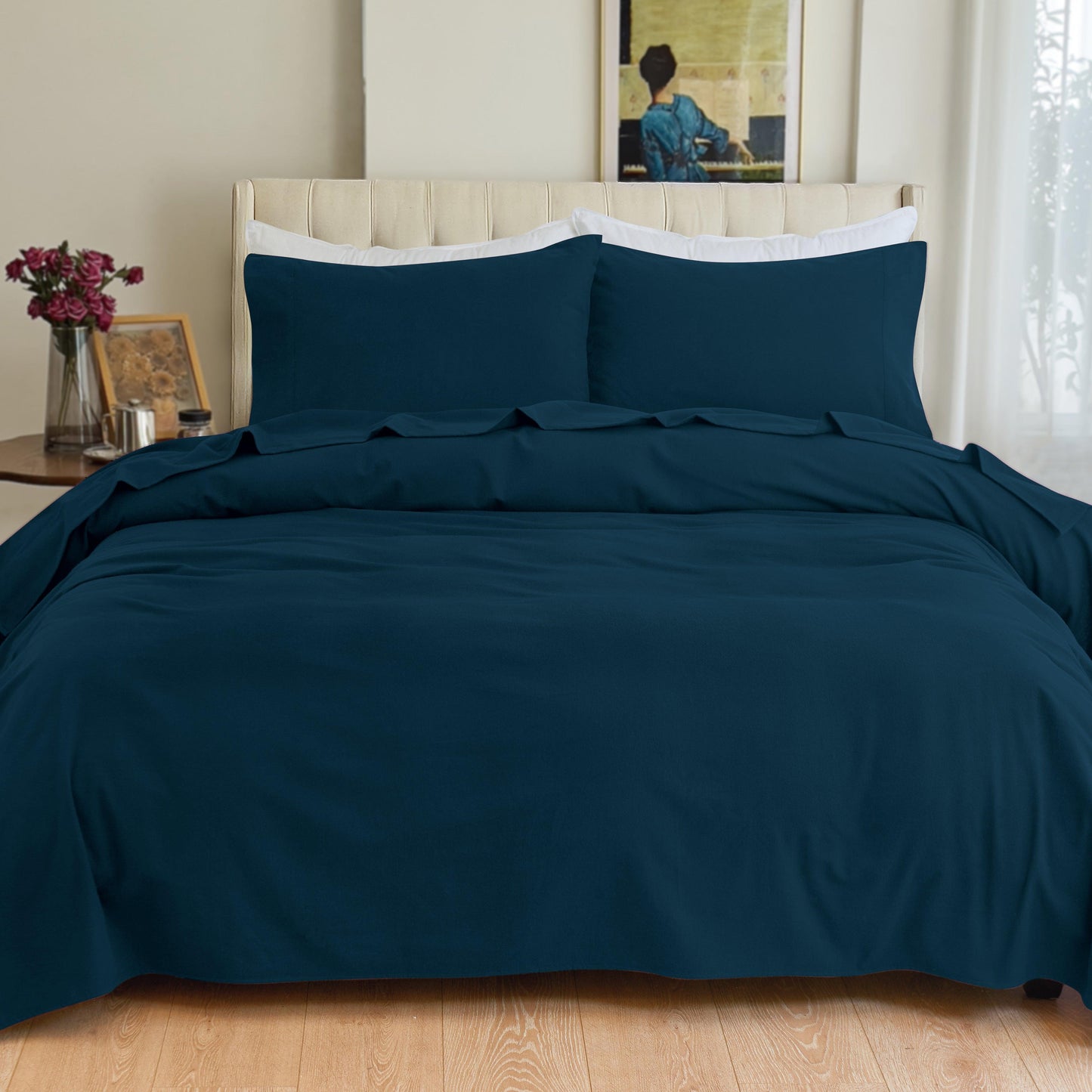 Elegant Comfort 4-Piece Cotton Flannel Sheet Set - 100% Turkish Cotton