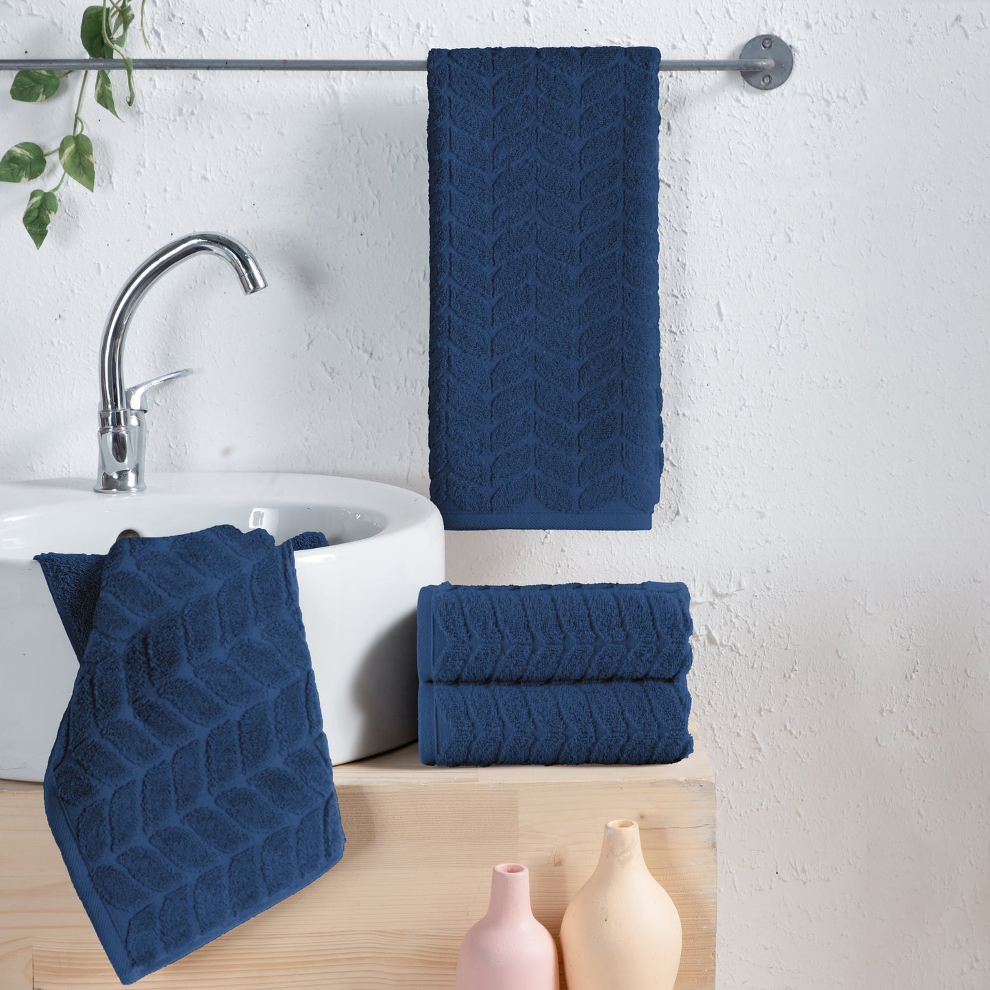 Elegant Comfort 4-Pack Premium Turkish Cotton Braided Hand Towel Set, 16 x 28 inch