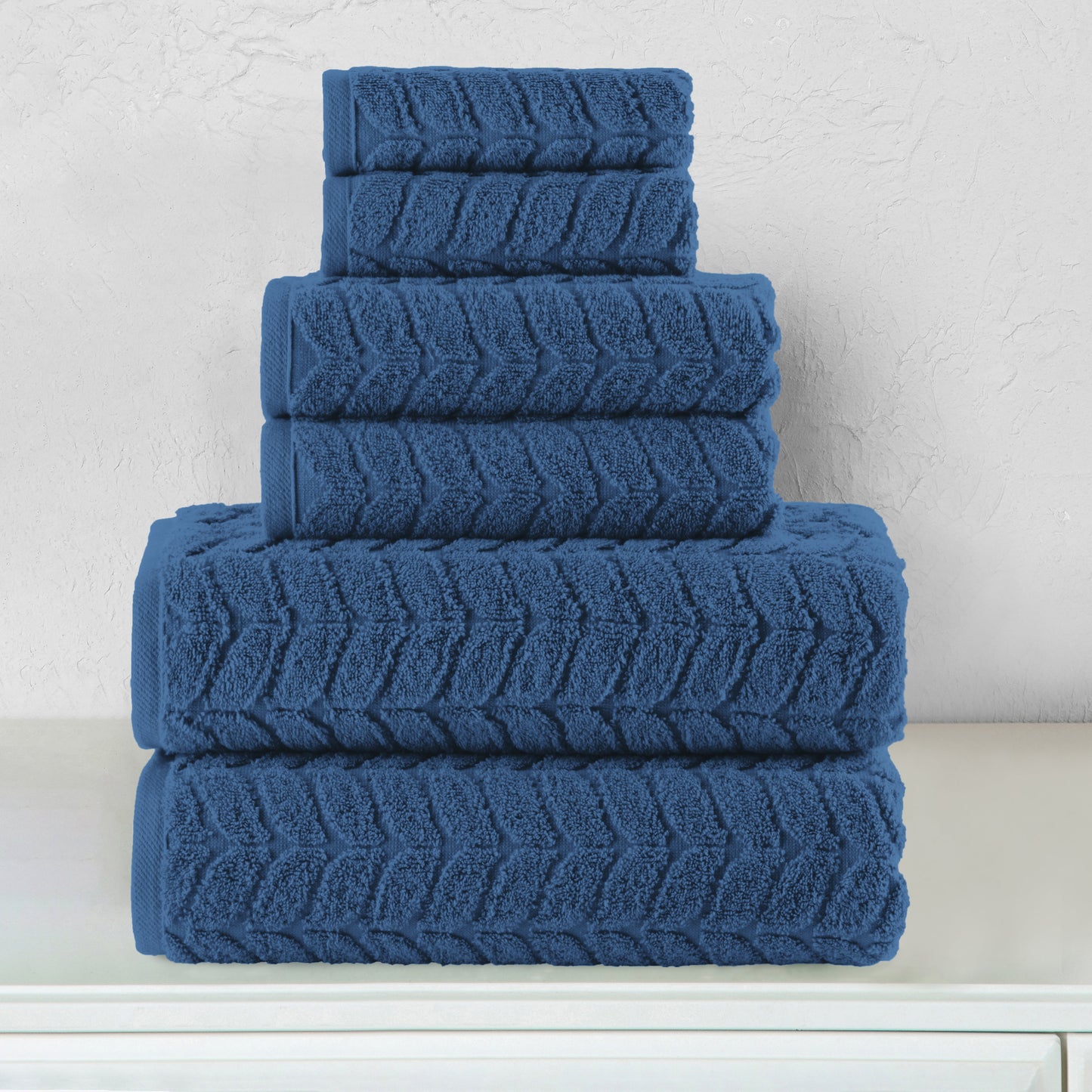 Elegant Comfort 6-Piece Turkish Cotton Braided Towel Set, 2 Washcloths, 2 Hand Towels and 2 Bath Towels