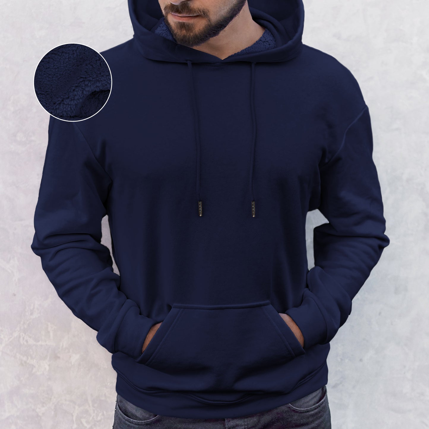 Elegant Comfort Men Casual Sherpa-Lined Cotton Hoodie