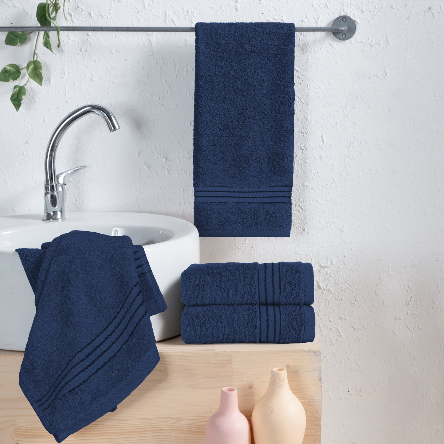 Elegant Comfort 4 Pack Premium Turkish Cotton Hand Towel Set, 16 x 28 inch