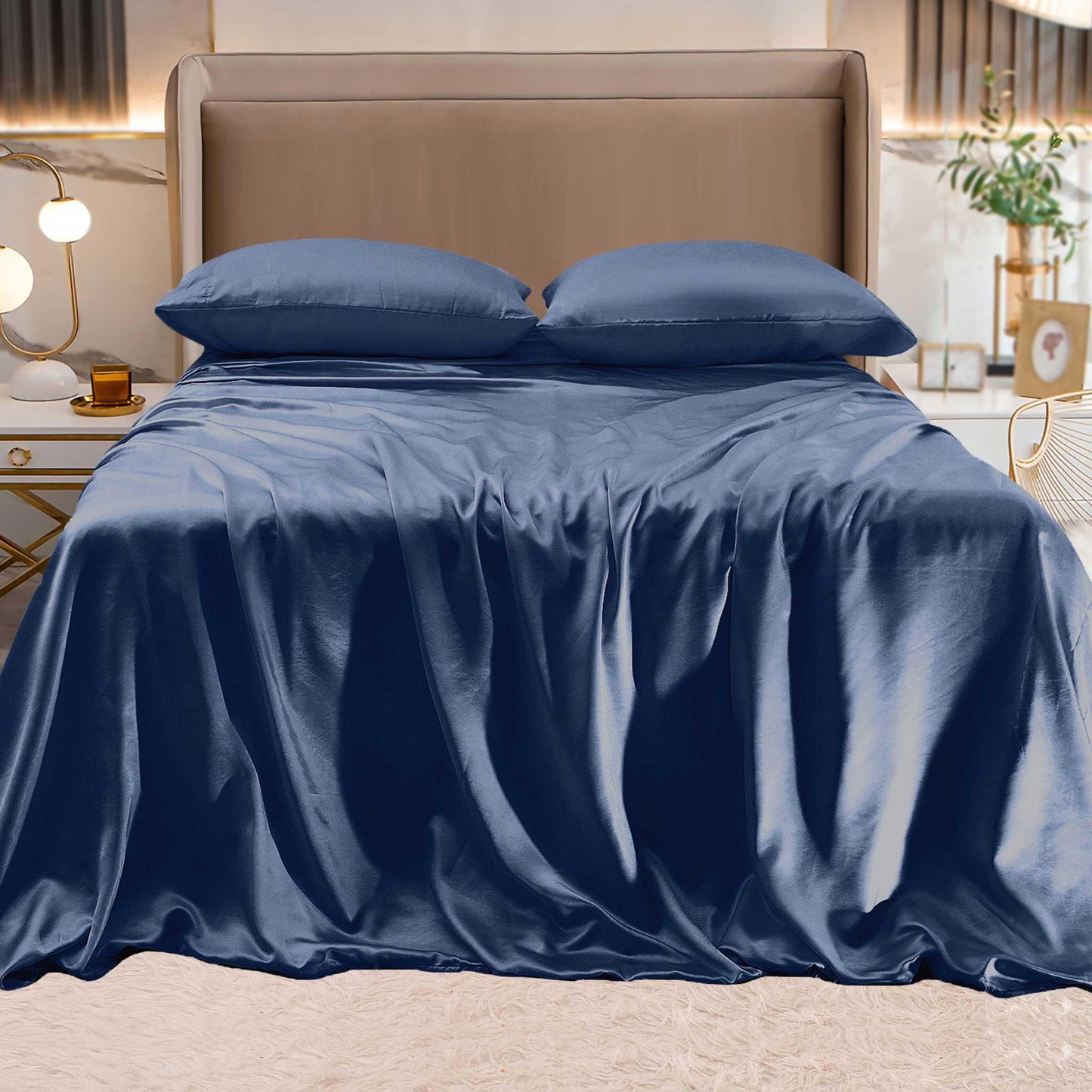 Elegant Comfort Fine 4-Piece Silky Satin Sheet Set, Moody Shades