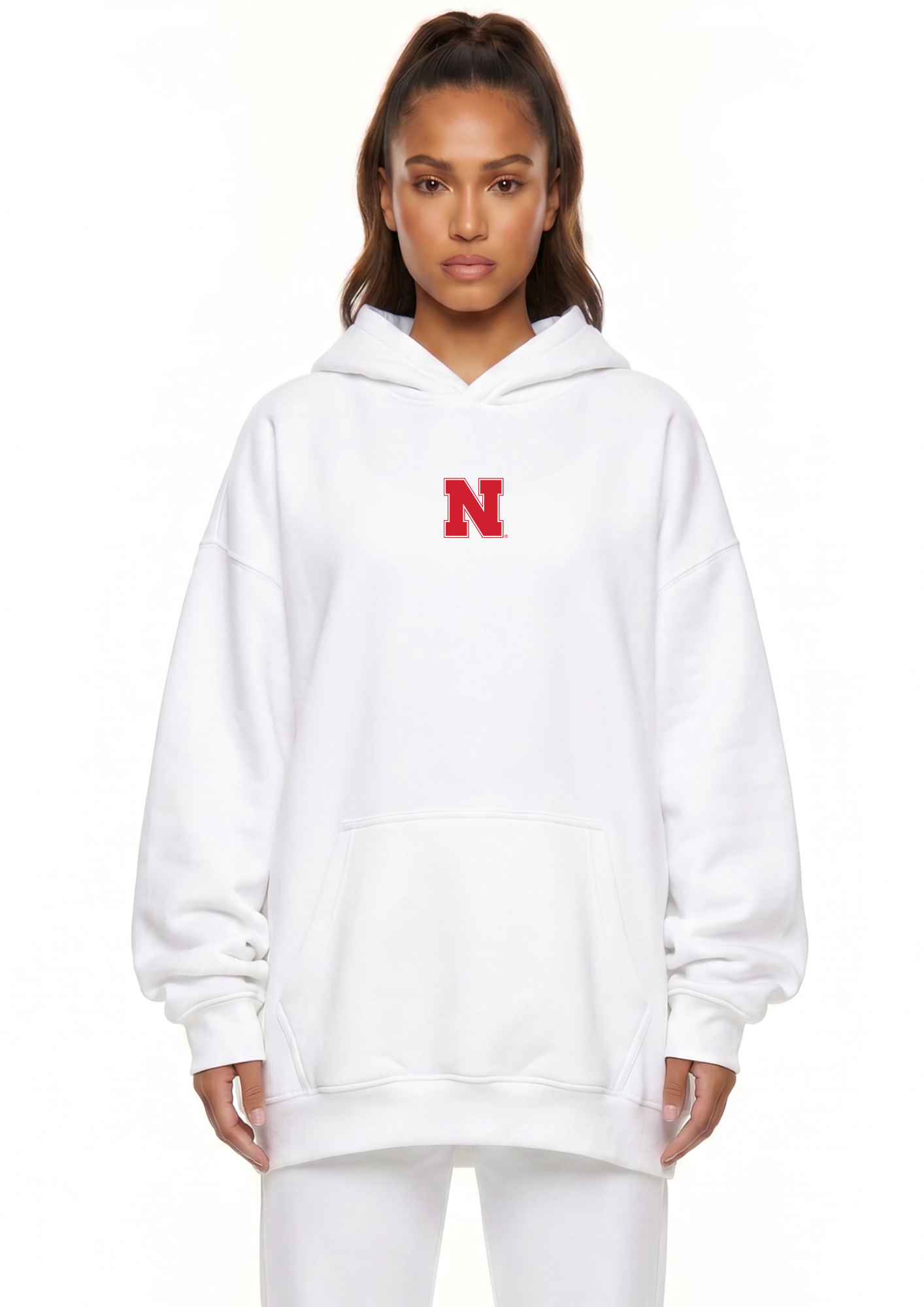Oversized Zipper Pocket Hoodie Nebraska