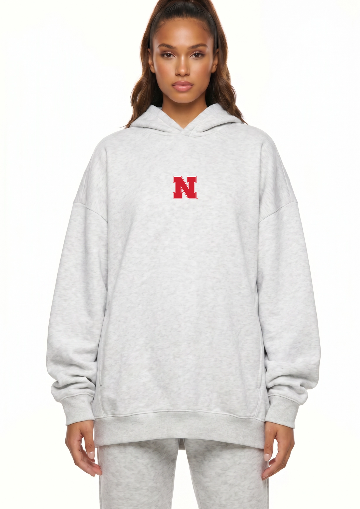 Oversized Zipper Pocket Hoodie Nebraska