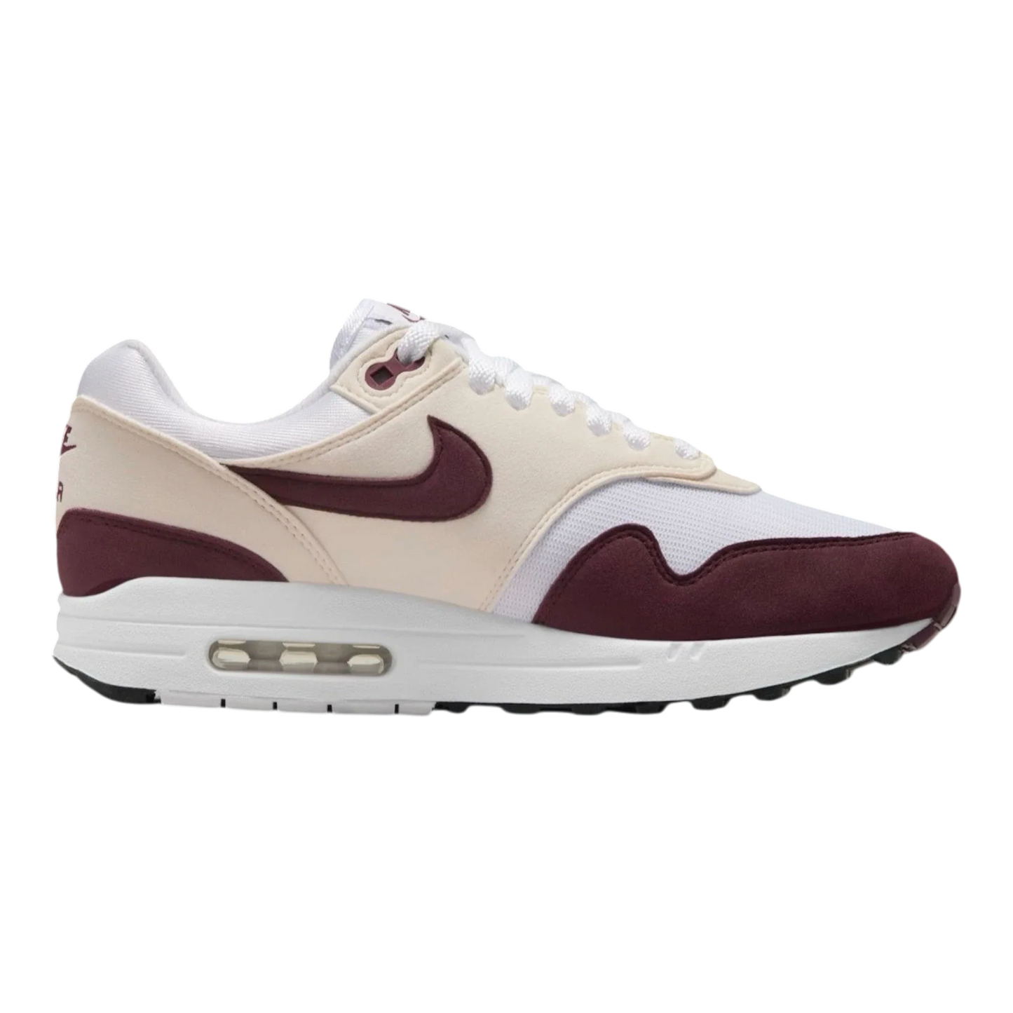 Nike Air Max 1 Women's Sneakers — White & Night Maroon Low-Top