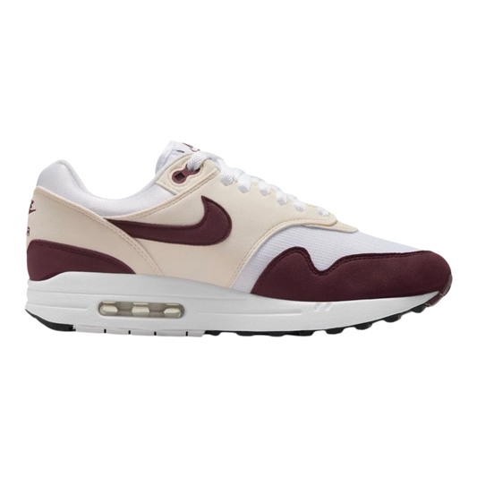 Nike Air Max 1 Women's Sneakers — White & Night Maroon Low-Top