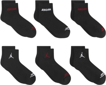 Air Jordan Youth Jumpman Legend Ankle 6 Pack Socks Black