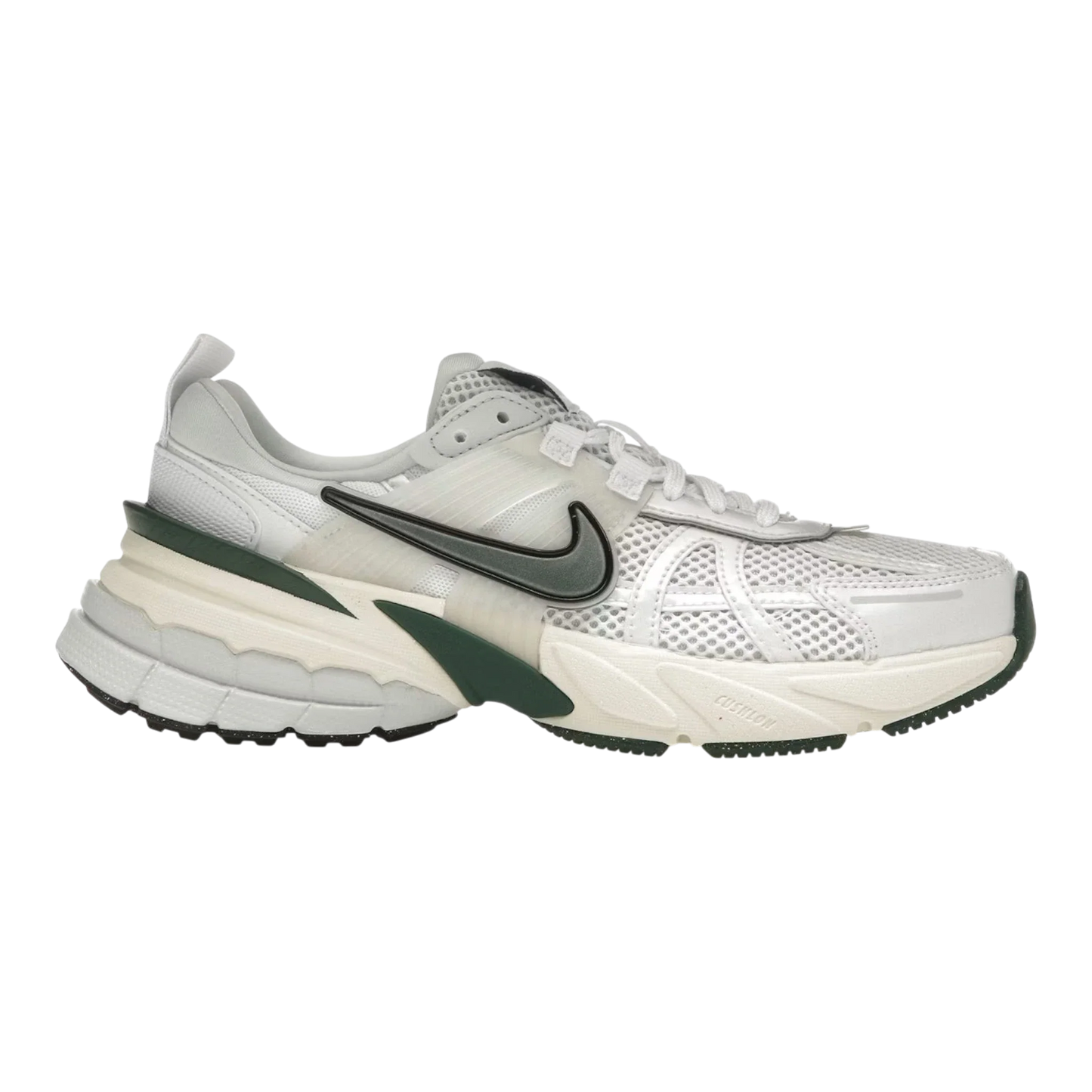 Nike V2K Run Women's Sneakers — White & Fir Green Mesh Low-Top