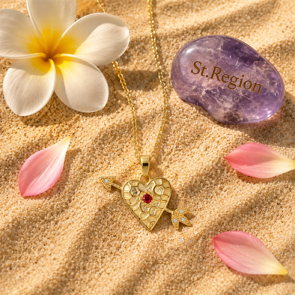 Cubic Zirconia & Goldtone Cupid Arrow Pendant Necklace