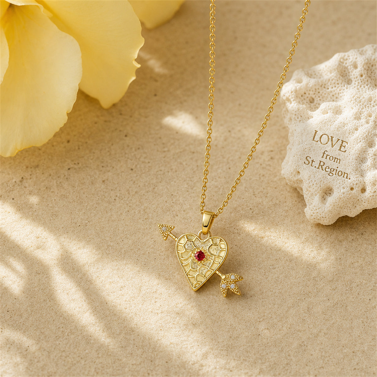 Cubic Zirconia & Goldtone Cupid Arrow Pendant Necklace