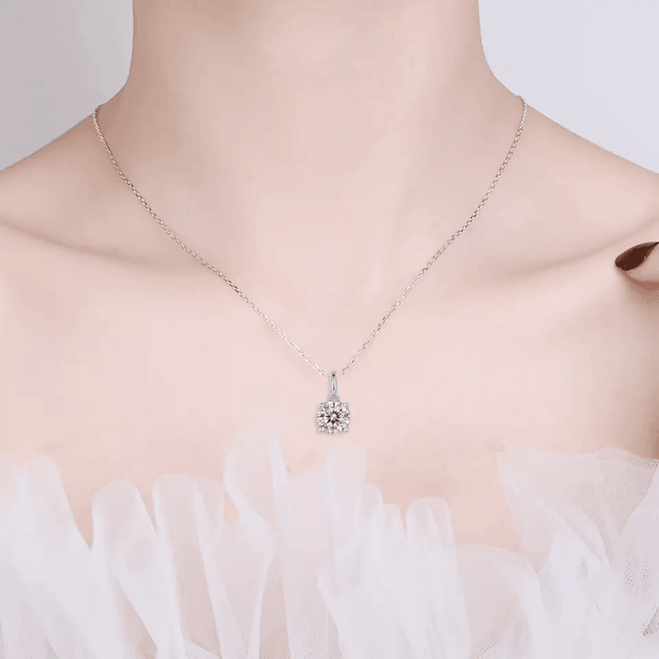 White Moissanite Solitiare Necklace