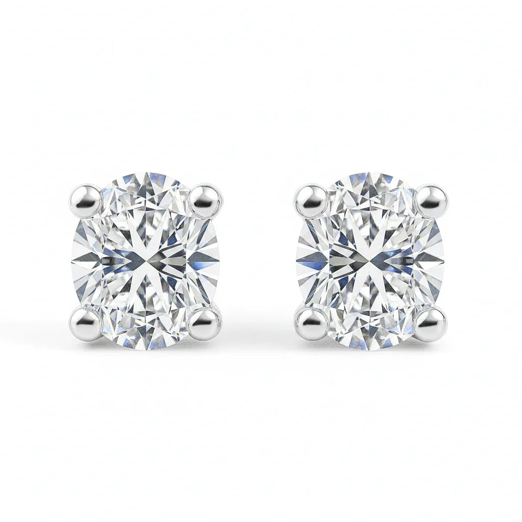 IGI Certified Oval Lab Grown Diamond Solitaire Stud Earrings White Gold