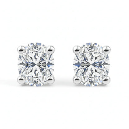 IGI Certified Oval Lab Grown Diamond Solitaire Stud Earrings White Gold