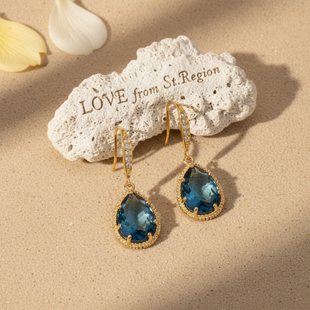 London Blue Crystal & Cubic Zirconia Goldtone Teardrop Hook Earrings