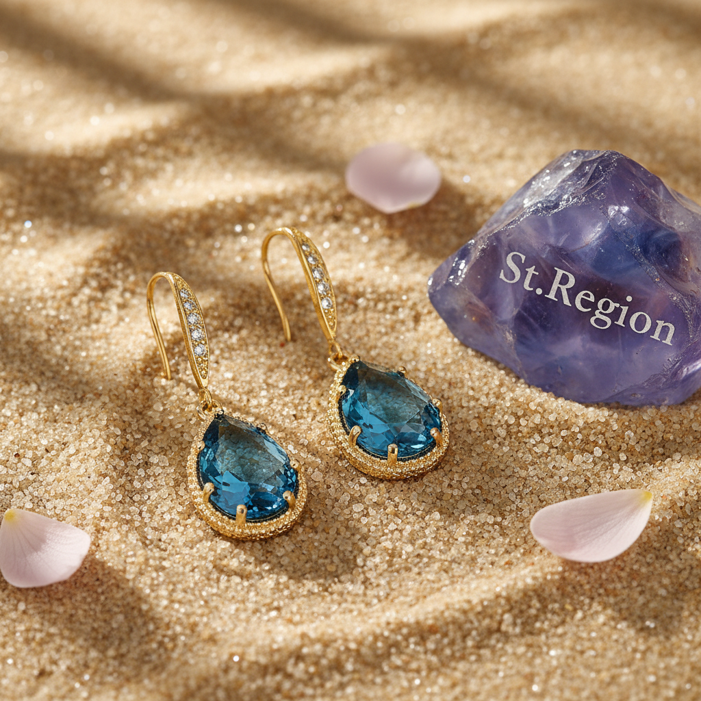 London Blue Crystal & Cubic Zirconia Goldtone Teardrop Hook Earrings