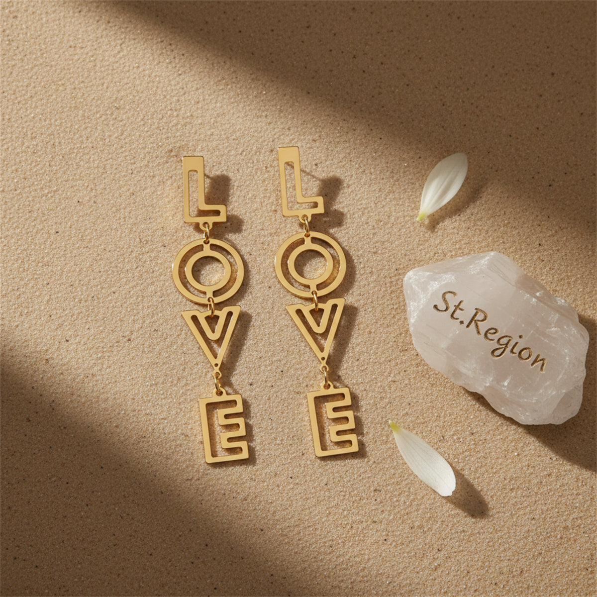 Goldtone 'Love' Openwork Drop Earrings