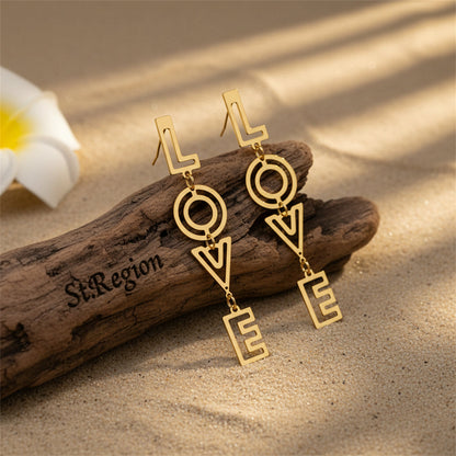 Goldtone 'Love' Openwork Drop Earrings
