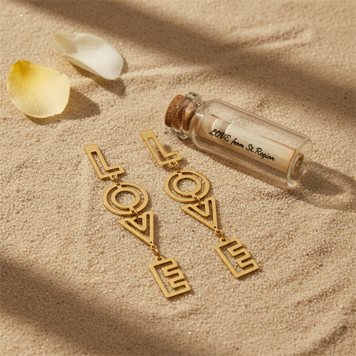 Goldtone 'Love' Openwork Drop Earrings