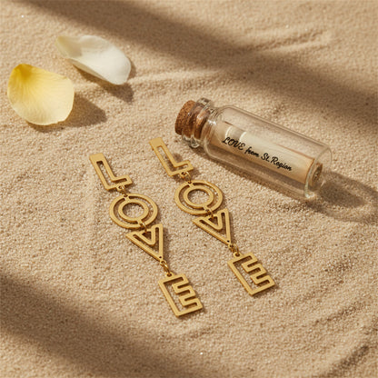 Goldtone 'Love' Openwork Drop Earrings