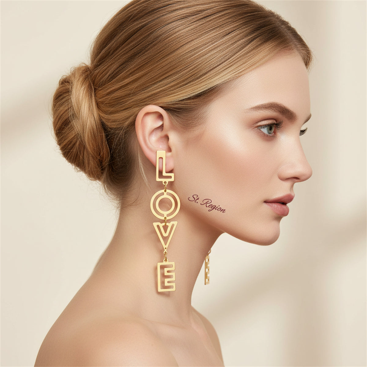 Goldtone 'Love' Openwork Drop Earrings