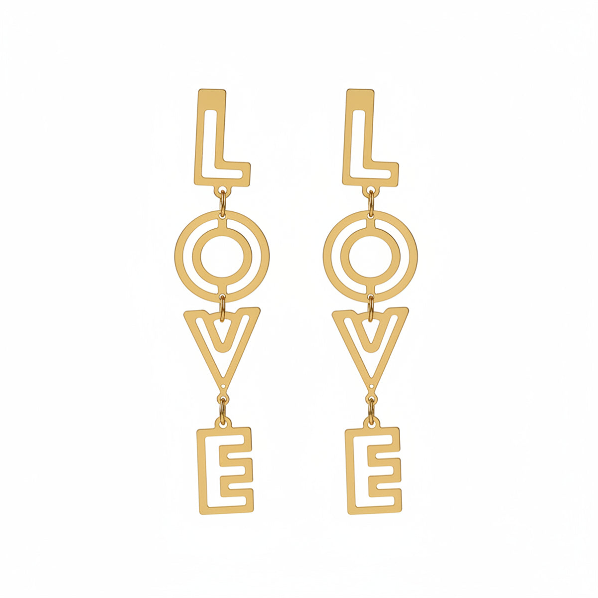 Goldtone 'Love' Openwork Drop Earrings