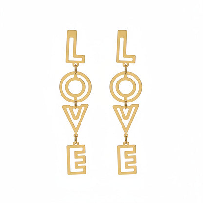 Goldtone 'Love' Openwork Drop Earrings