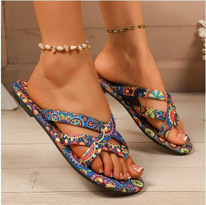 Women’s Boho Flat Printed Sandals